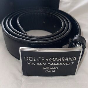 DOLCE & GABBANA LEATHER BELT WITH BRANDED BUCKLE